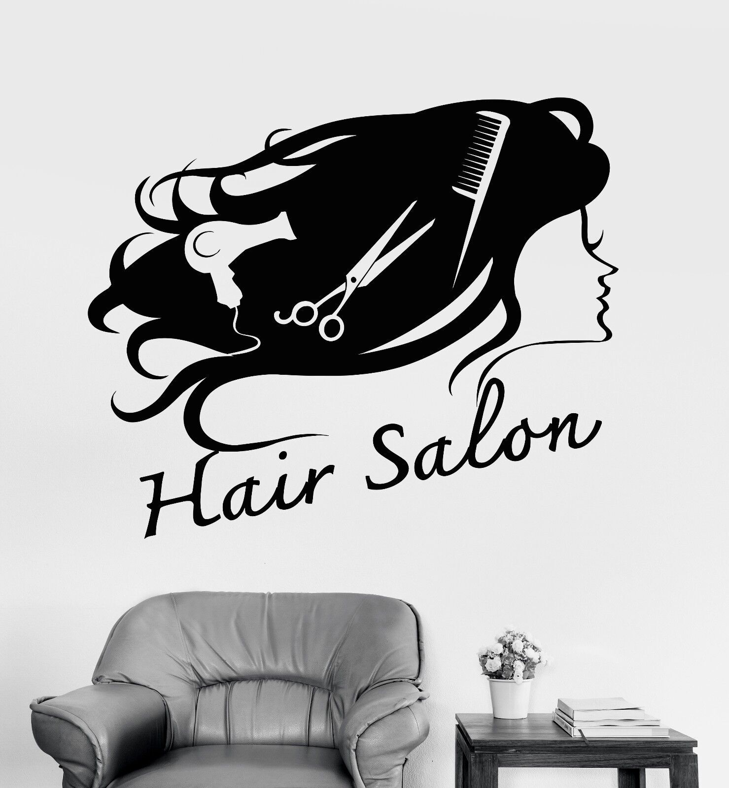 Vinyl Wall Decal Hair Salon Hairdresser Barbershop Scissors Stickers (1141ig)
