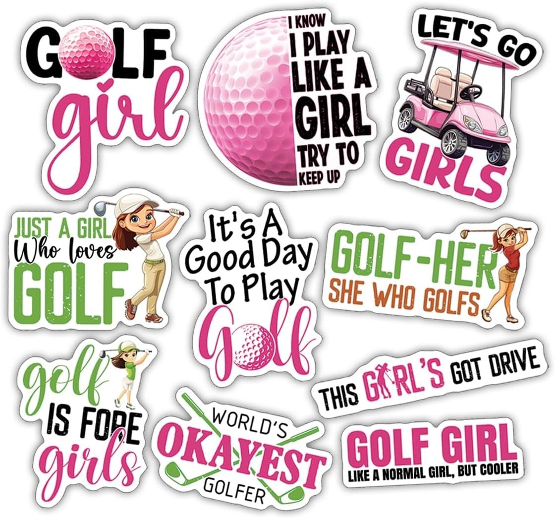10pcs Golf Girl Sticker, Motivational Golf, Golf Addict Decal, Birdie Life Decal