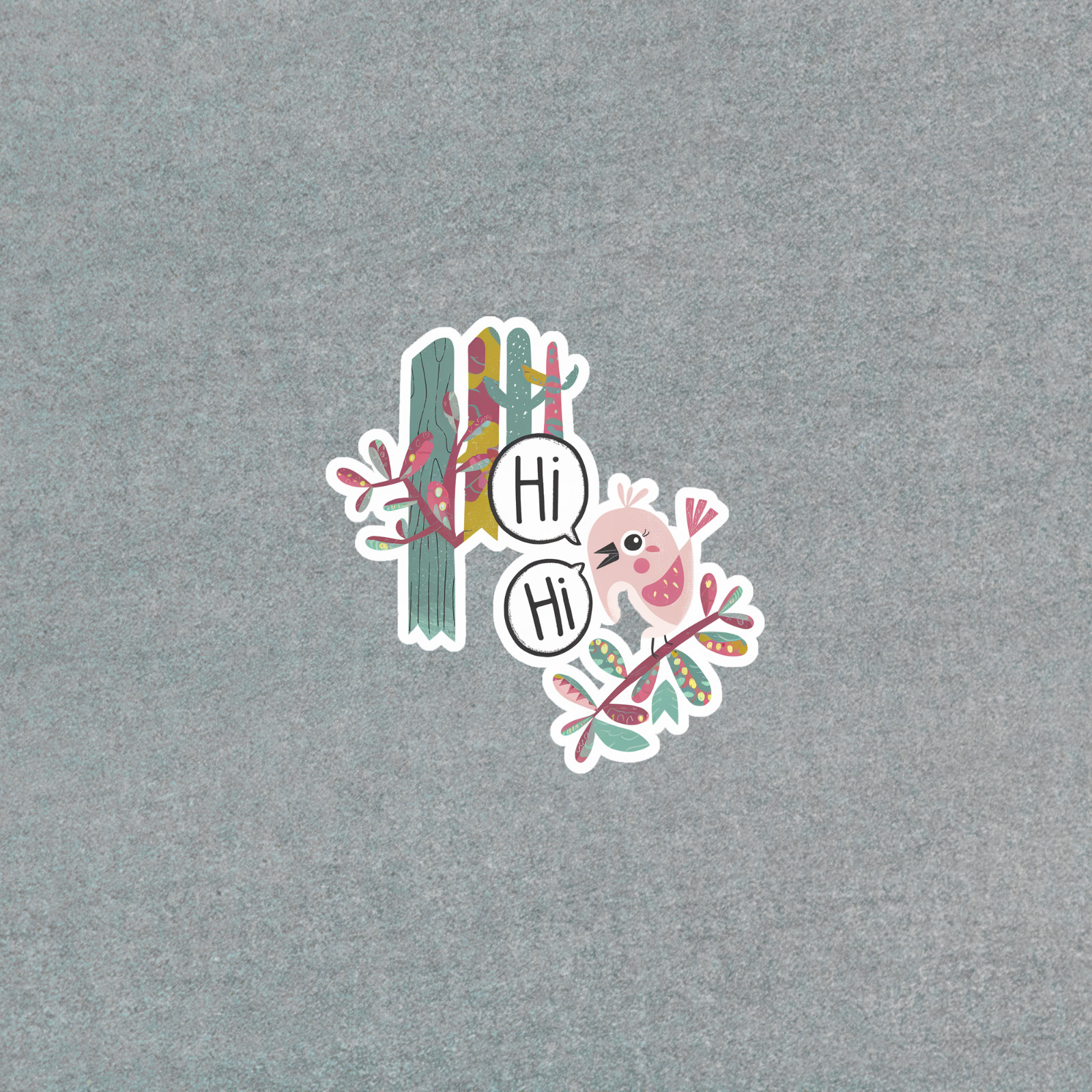 Hi Hi Cactus Bird Sticker – Cute Southwestern Desert Plant Decal #3654