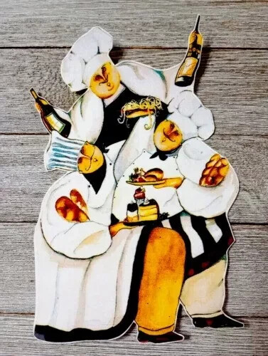 kitchen italian chef wall safe sticker trio handmade 6.5 inch new