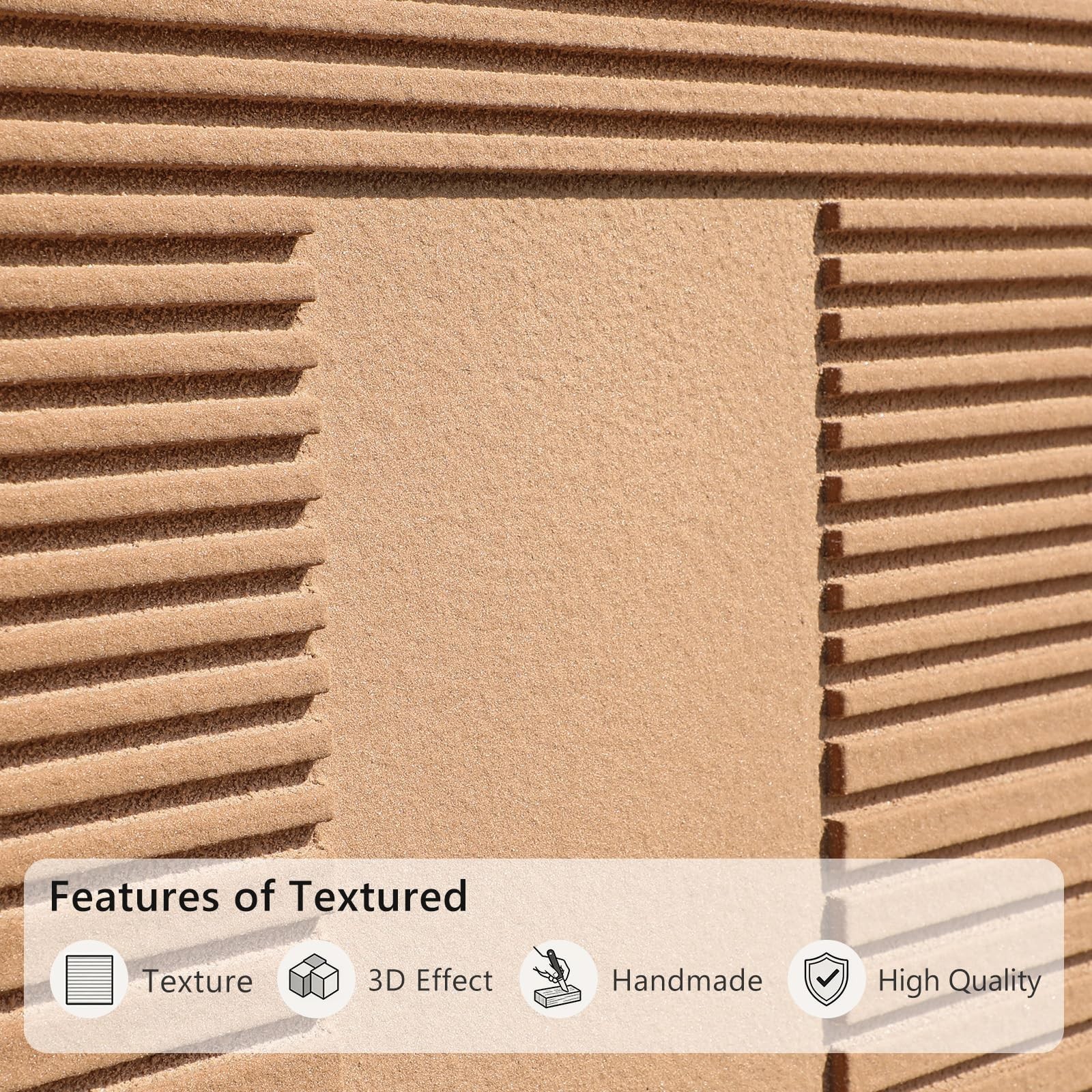 Large 3D Textured Framed Wall Art for Living Room, 3 Piece Minimalist Geometr…