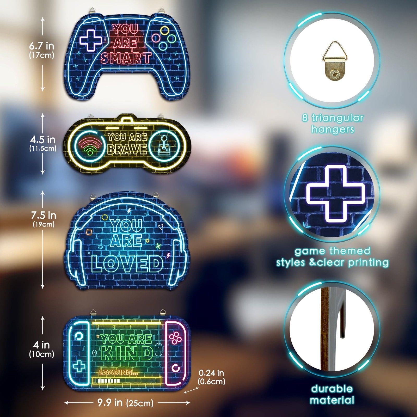 Dudjotc 4 PCS Gaming Room Decor for Boys,Gamer Printed Neon Cool Gaming Poste…