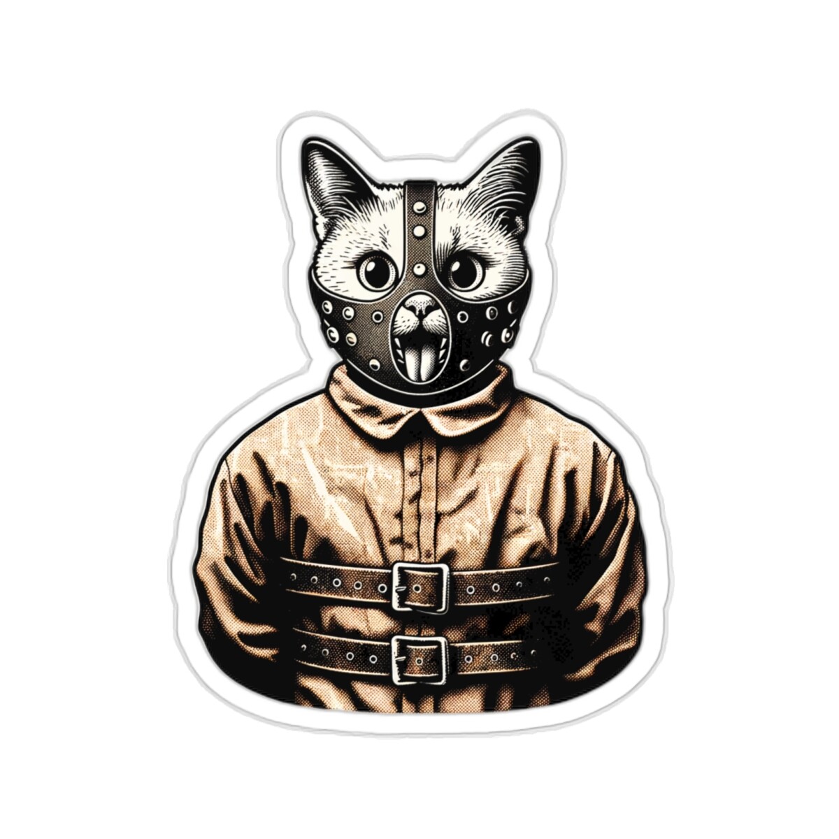 Fun Sticker Cat Horror Movie Costume Serial Killer Halloween 2×2″ 3×3″ 4×4″ 6×6″