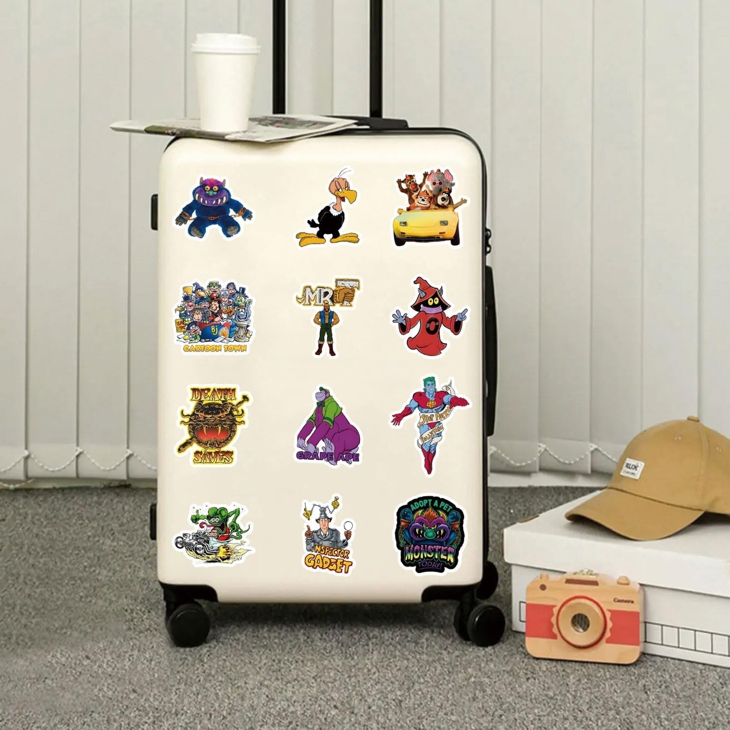 80s Cartoon Stickers Pack – 63 Vinyl Decals for Kids and Teens’ Decor