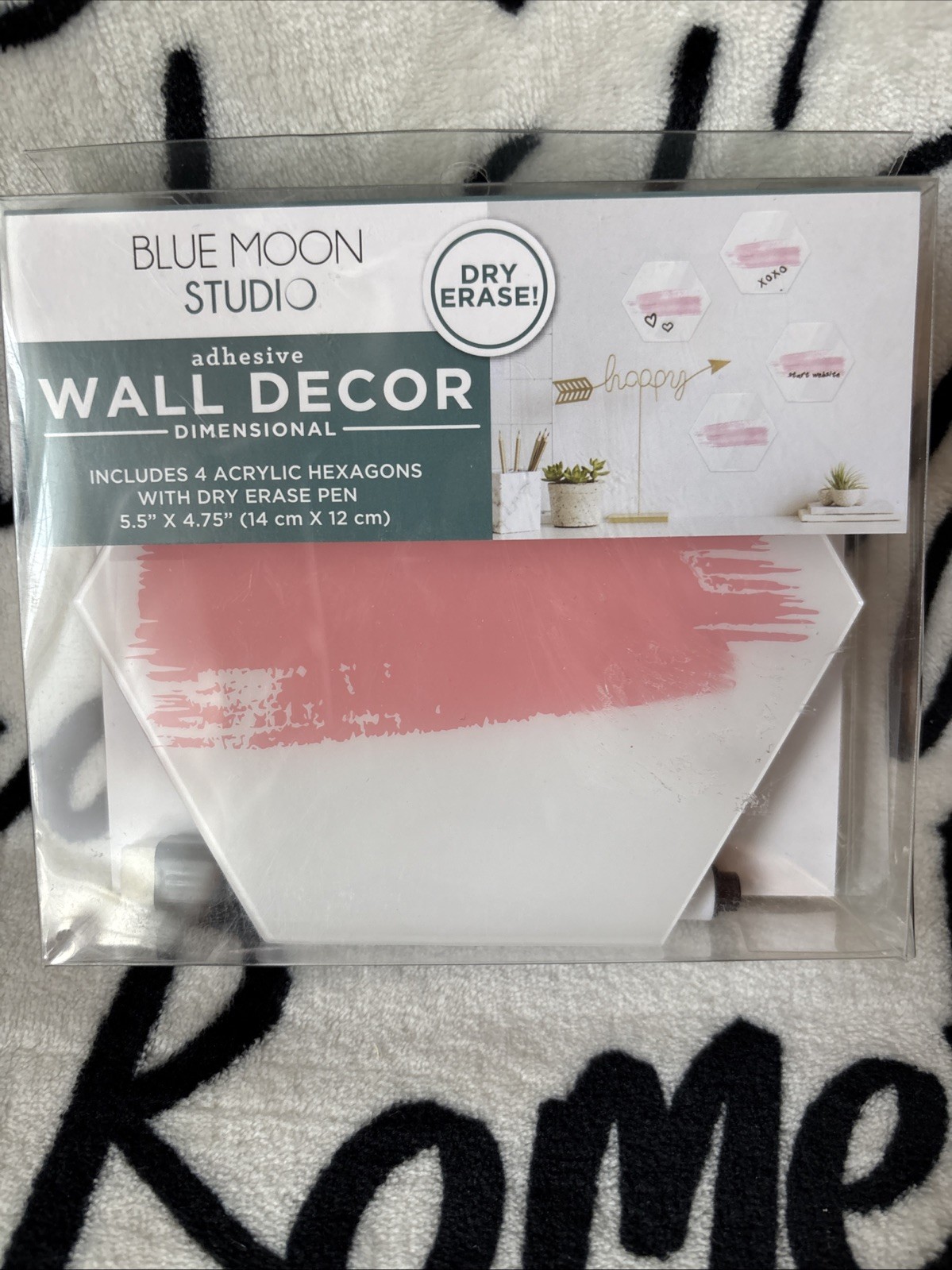 Home Wall Decor Self-Adhesive Dry Erase Hexagons & Pen 4 per pack