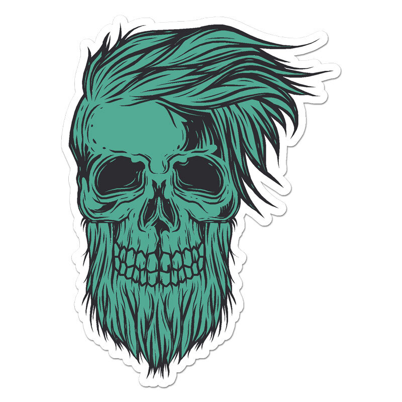 Skull Beard, Vinyl Decal Sticker, Indoor Outdoor, 3 Sizes, #11463