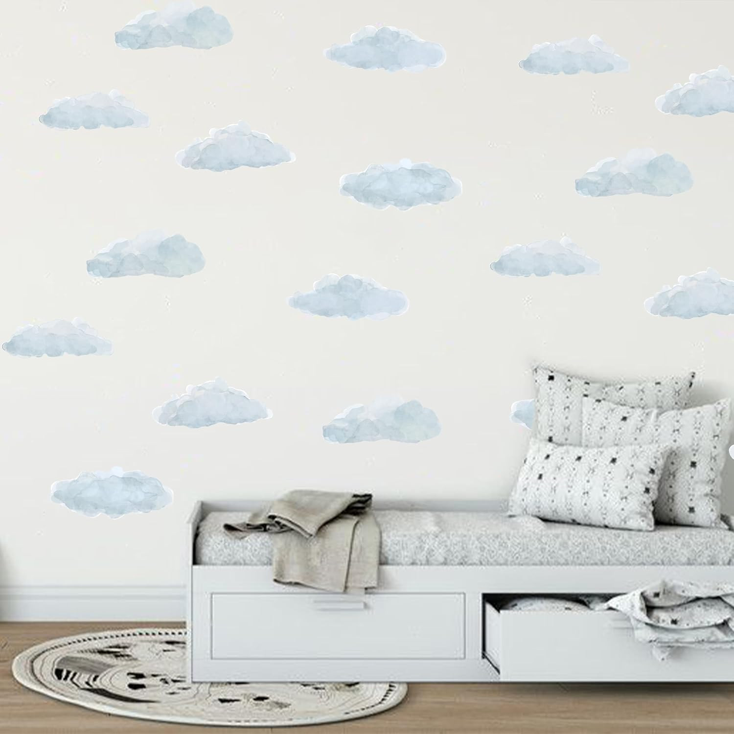 Cloud Wall Decals – Blue Wallpaper, Removable Living Room Nursery Boys Girls Bed