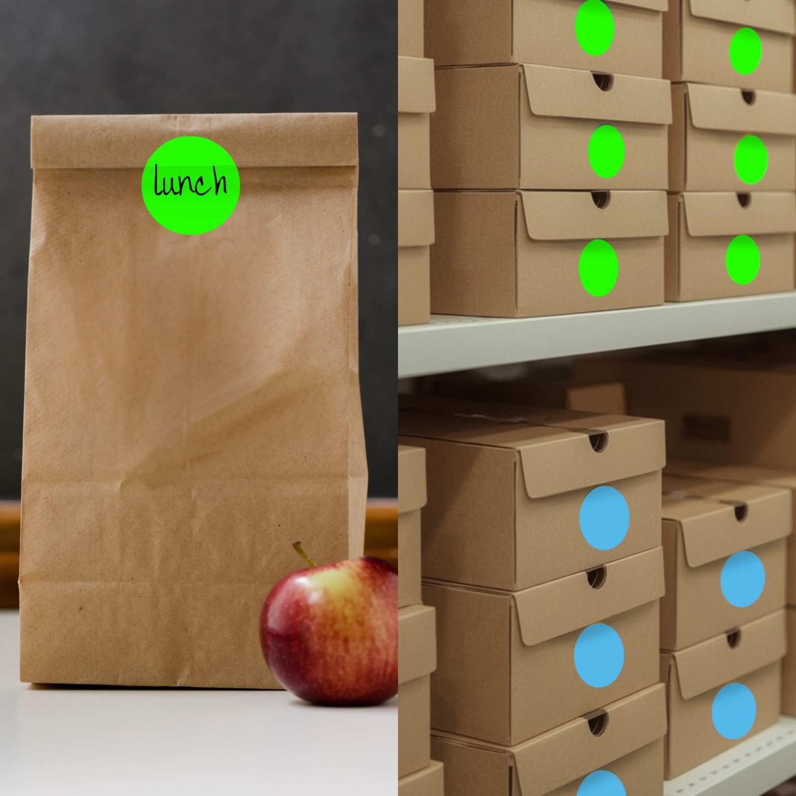 2″ Color Coded Stickers – Fluorescent Green Write-On Dots, 500 Permanent Labels