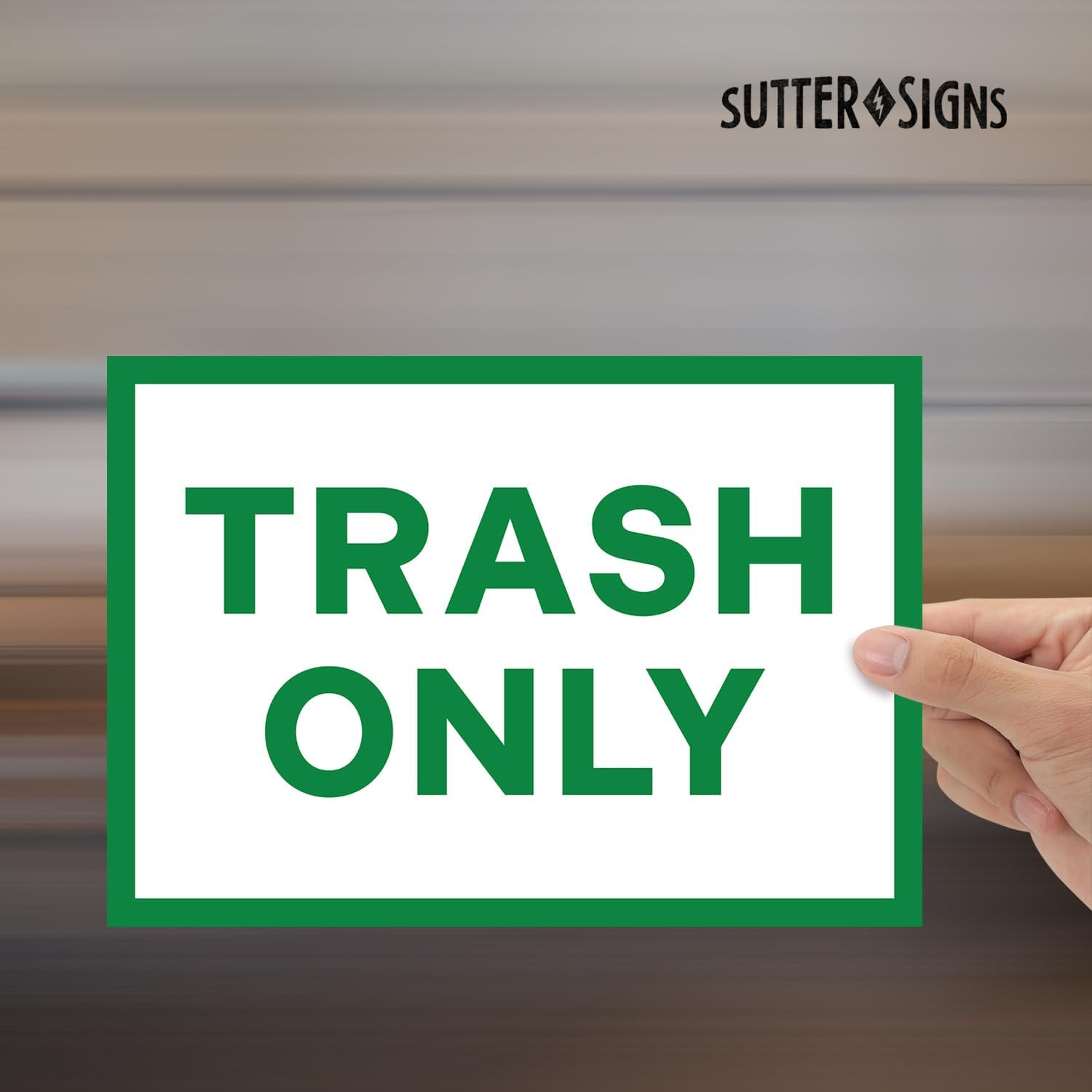 Weatherproof Trash Only Signs – Self-Adhesive Vinyl Stickers, 7″x10″, 4 Pack