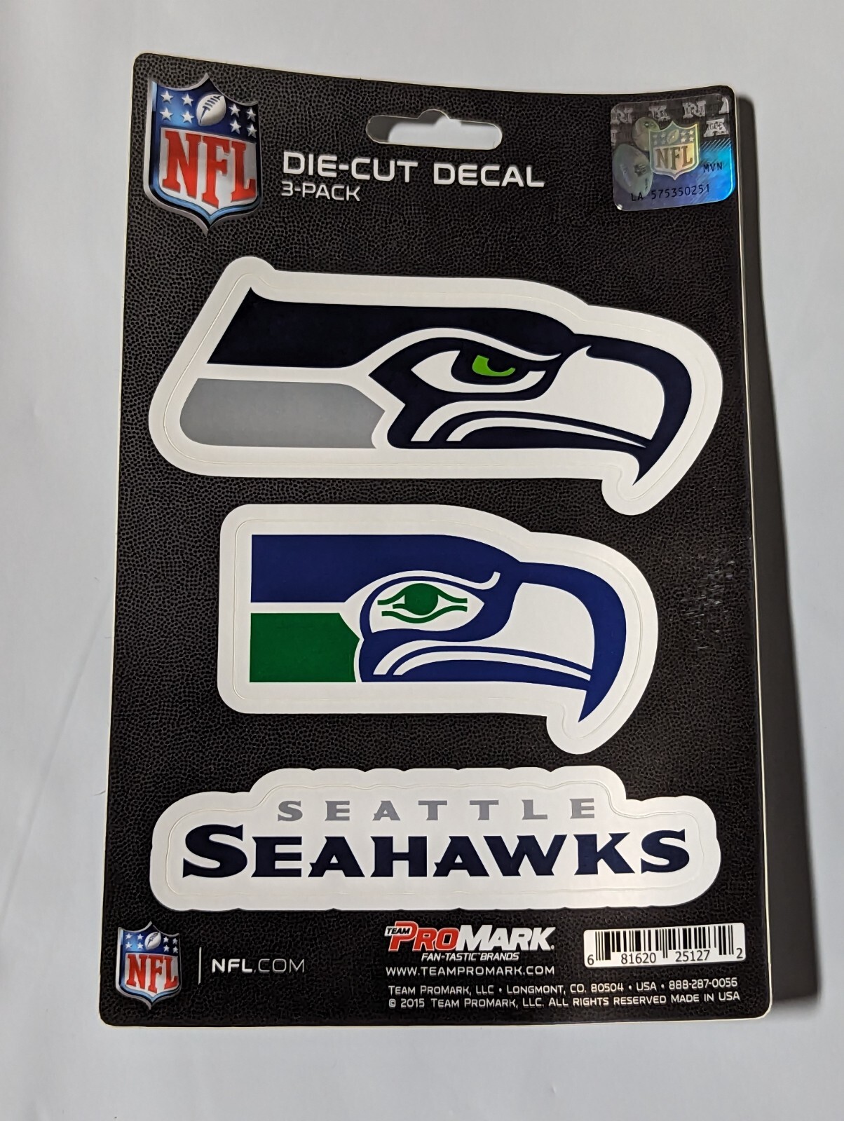 Seattle Seahawks 3-Pack Die-cut Decals Stickers Sheet Measures 5″ x 7″ New!