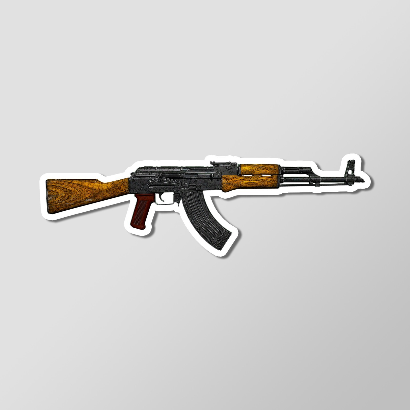 AKM AK-47 Soviet Era Assault Rifle Art – Laptop Sticker Vinyl 4″ Wide