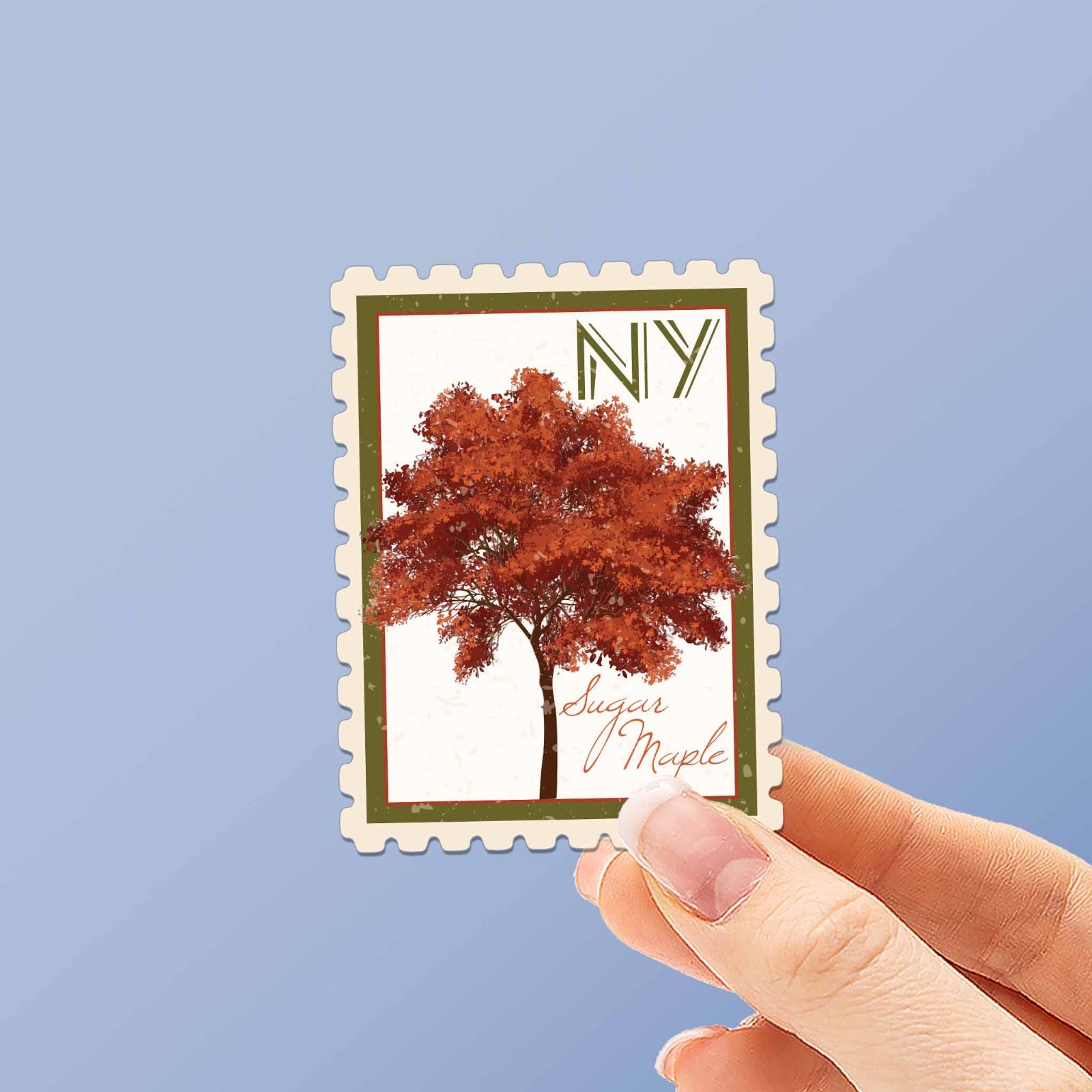 New York State Tree Sugar Maple Sticker – NY Vintage Stamp Decal