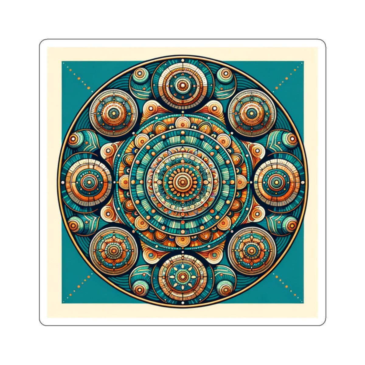 Sticker Geometric Mandalas Vibrant Color Design 2×2 3×3 4×4 6×6