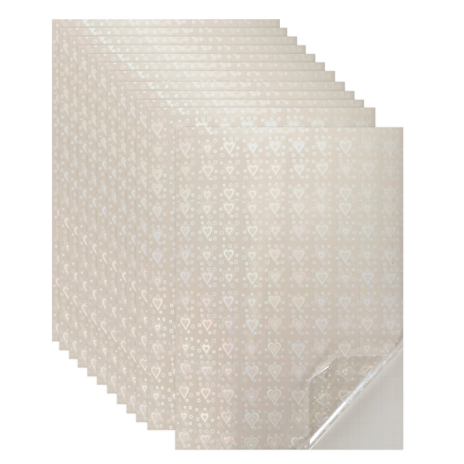 12 Sheets 8.3″x11.7″ Holographic Sticker A4 Self-Adhesive Film(Heart)