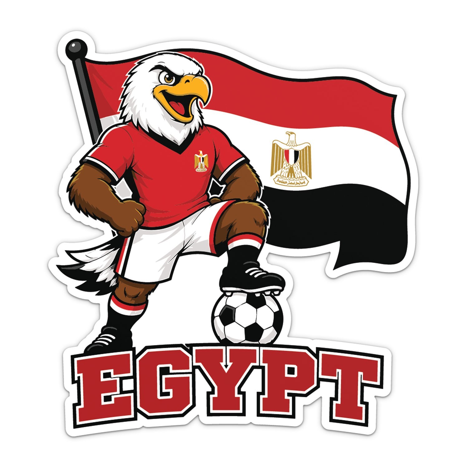 Egypt Flag Mascot National Team Soccer Football Sticker Car Bumper Vinyl Decal