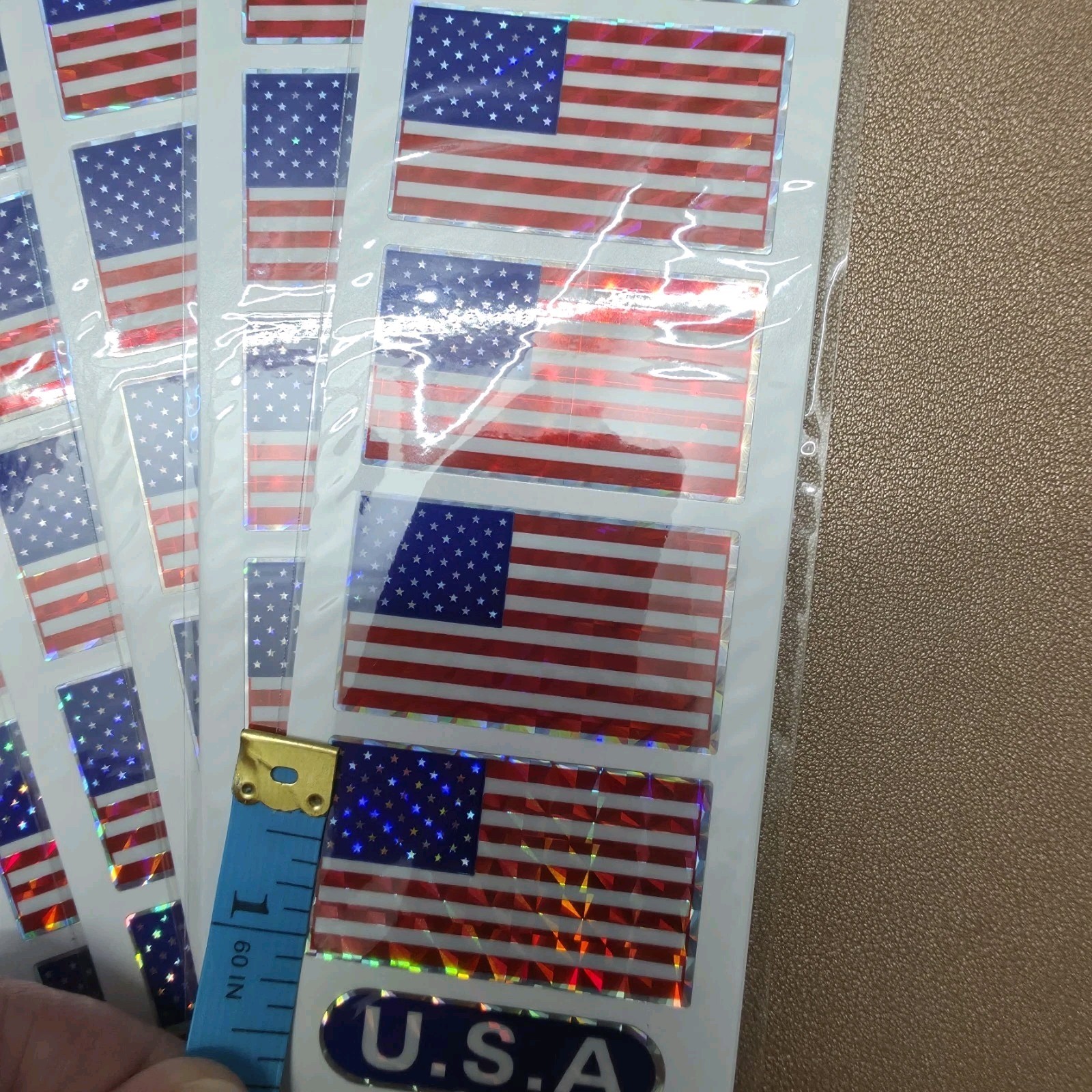RUBIES USA FLAG HOLOGRAPHIC WATERPROOF STICKERS 12 PK (72 FLAGS/10 USA STICKERS)