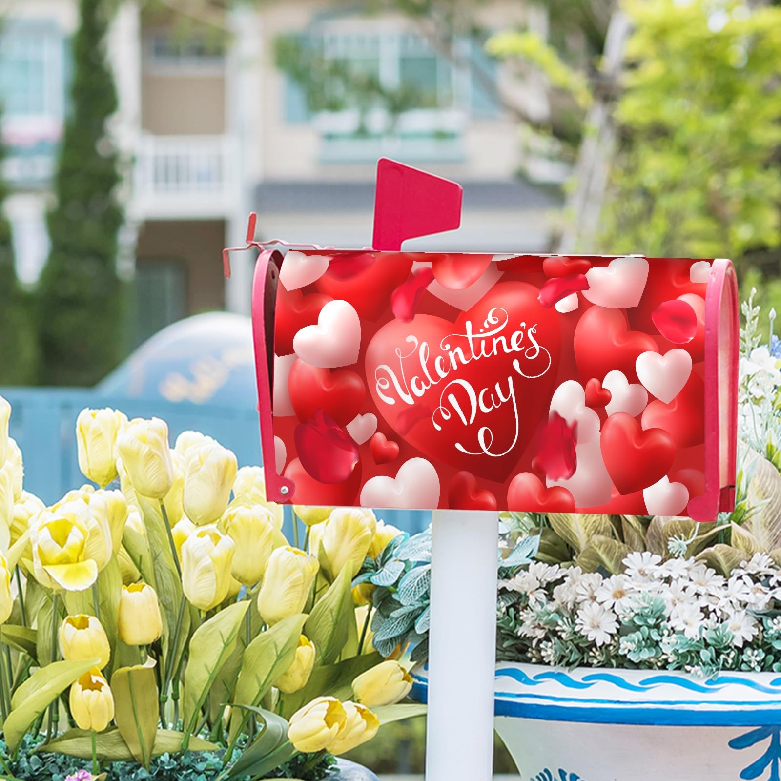 Anyako Valentine’s Day Mailbox Covers Magnetic Standard 21×18 inch, Red Heart