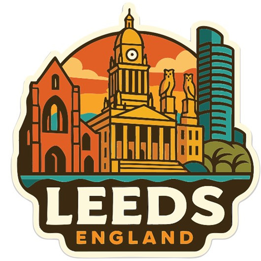 Leeds England Sticker Decal Vinyl Die-Cut City Skyline Landmark Design