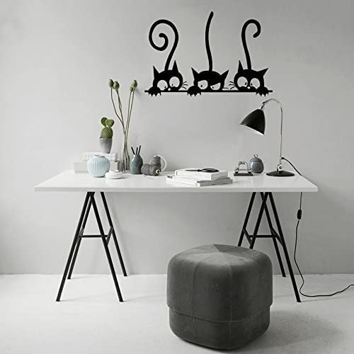 Wall PVC Wall Sticker Decal Quote Art Vinyl Cat Pattern 8”×12′ Black