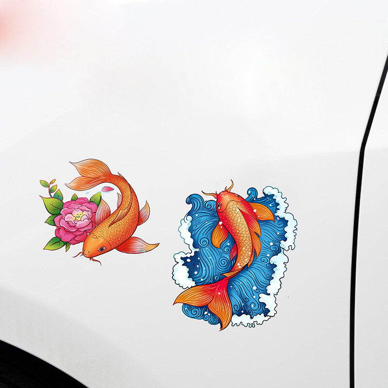 Koi Fish Vinyl Decal Home Car Window Sticker Lucky Waterproof Chinese Style DIY