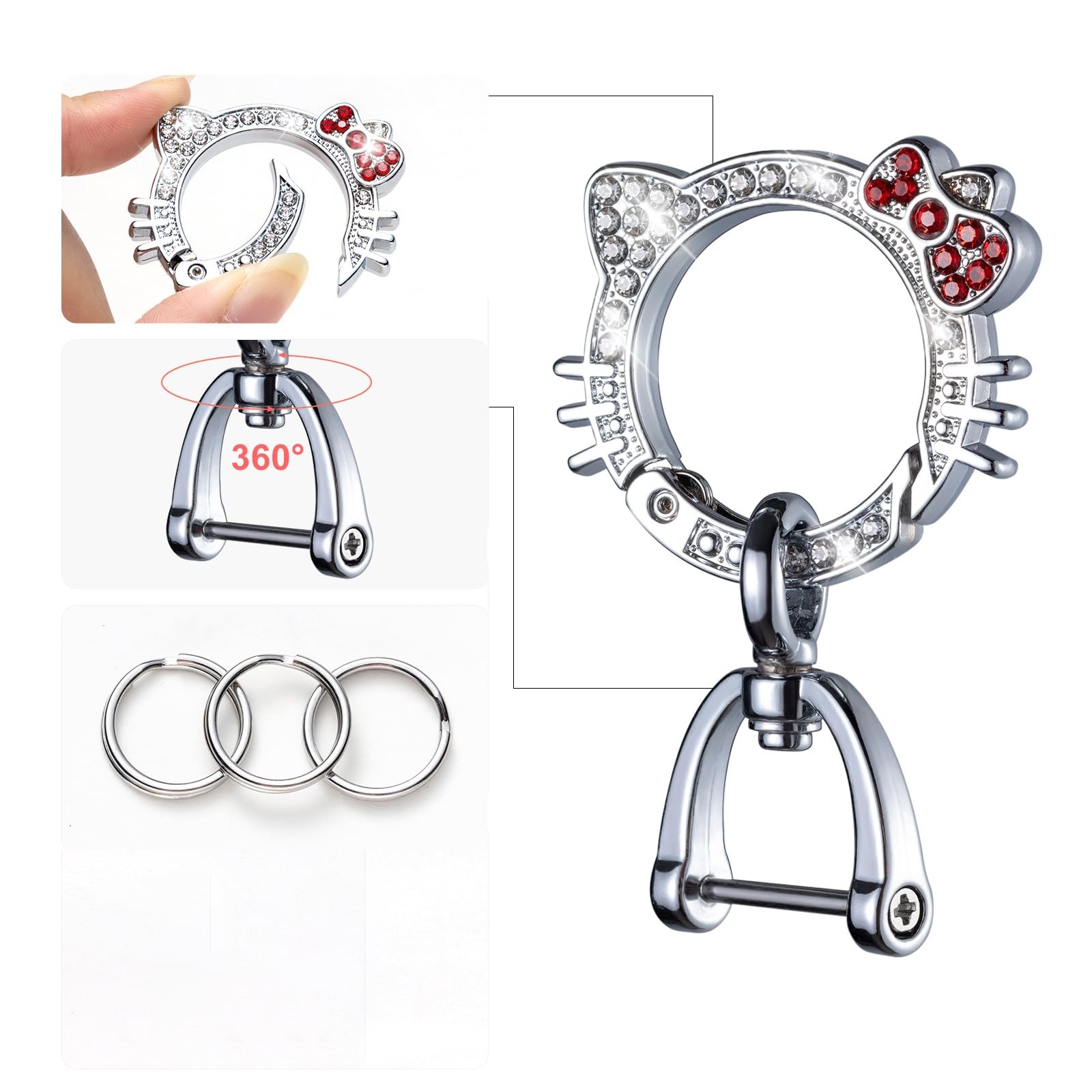 2 Pcs Bling Car Interior Accessories, Rhinestone Push to Start Button Cover w…