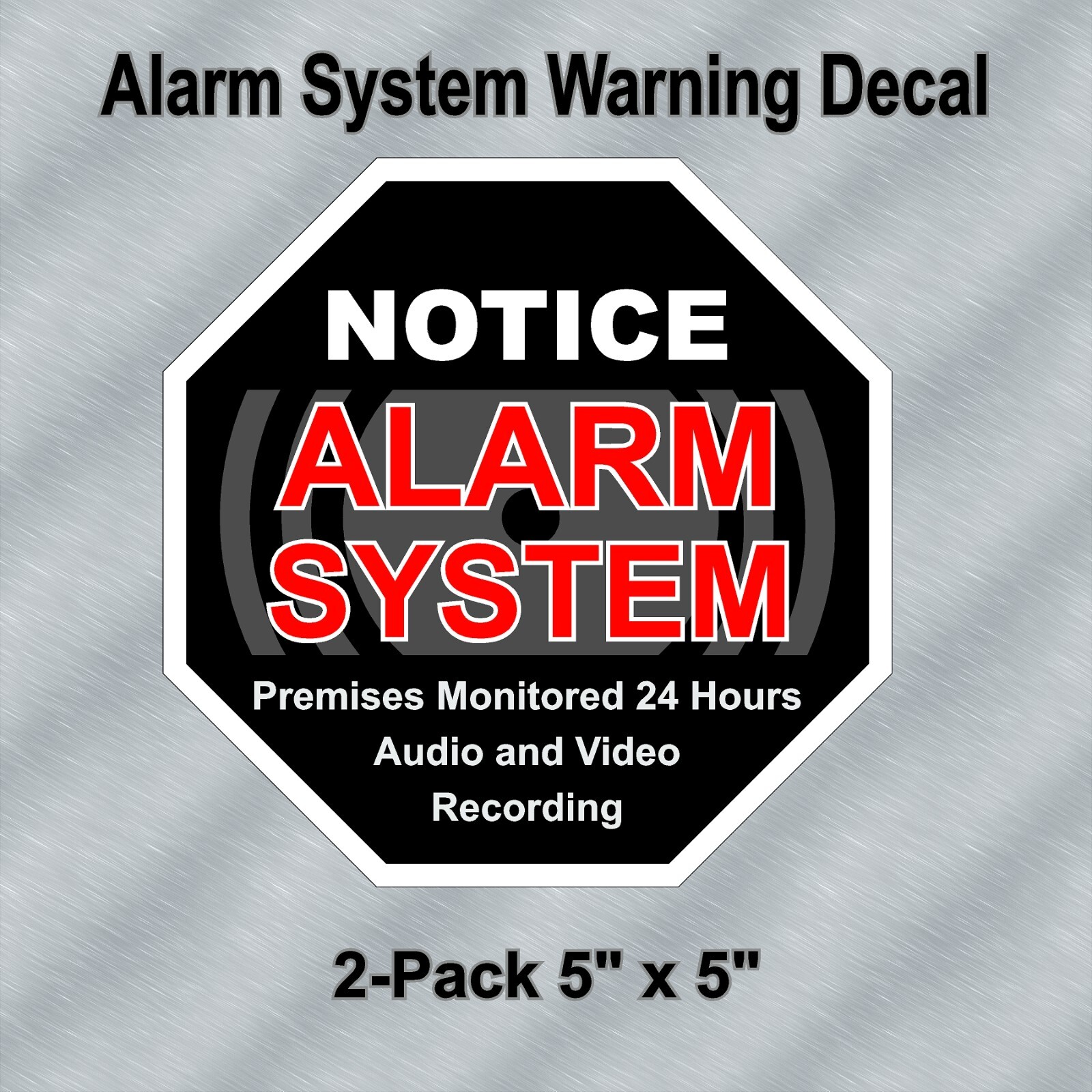 2-Pack Alarm System Warning Decals 5″x5″ Black High Quality Laminated Window Sti