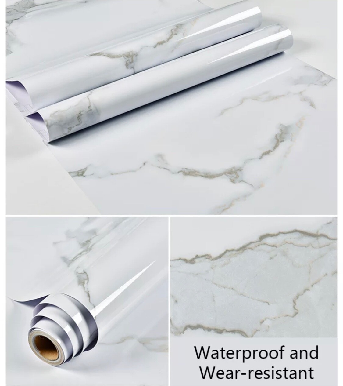 Marble Sticker Wall Decoration Kitchen Waterproof Smooth for Home Furnitu