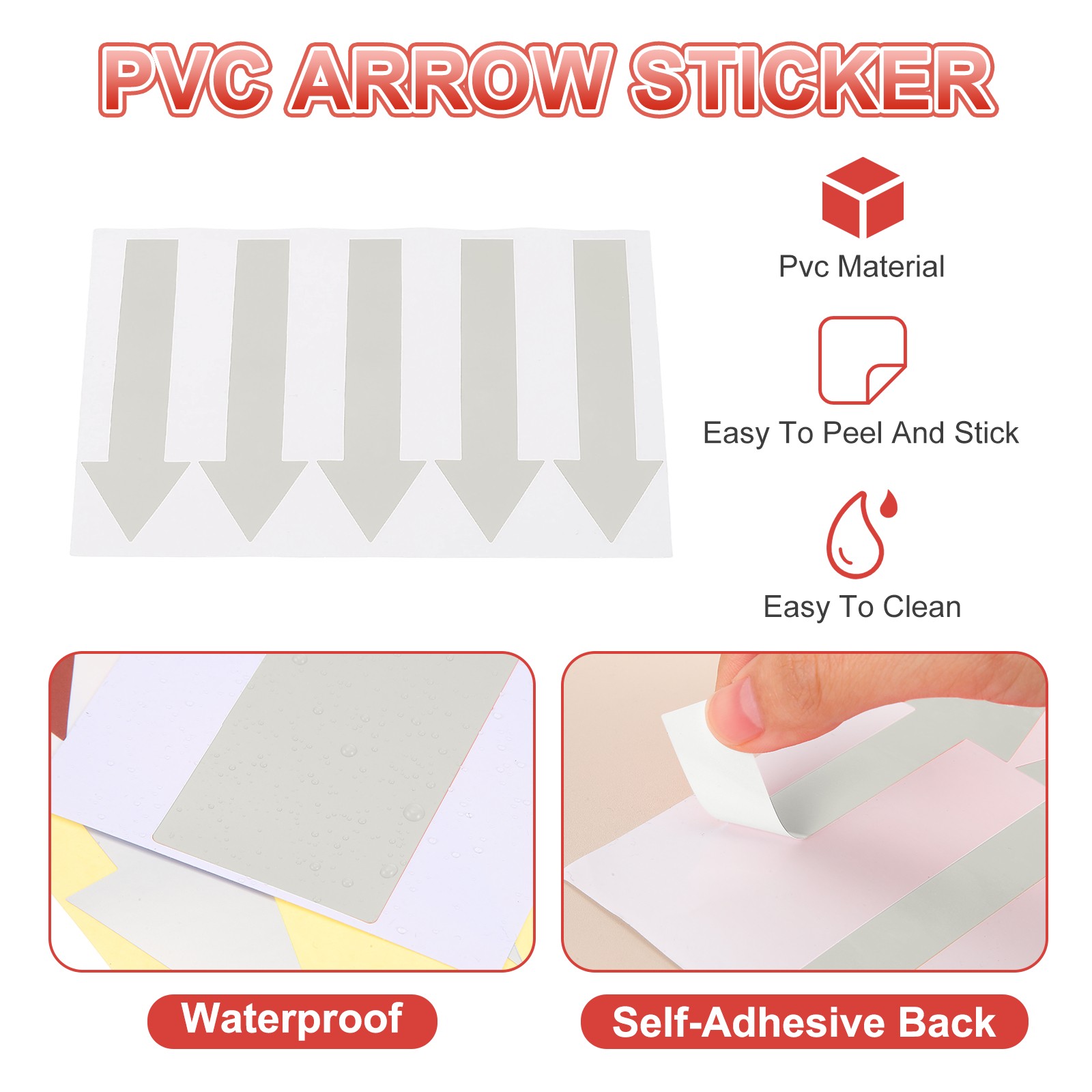 Arrow Sticker, (5×1.2 Inch, Light Gray) (40 Pcs), Waterproof Arrow Sign Sticker