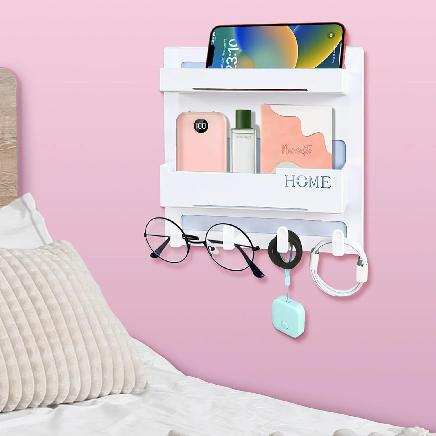 CHENYAOAI Bedside Shelf Accessories Organizer, Wall Mount Self Stick On, Cute Ro
