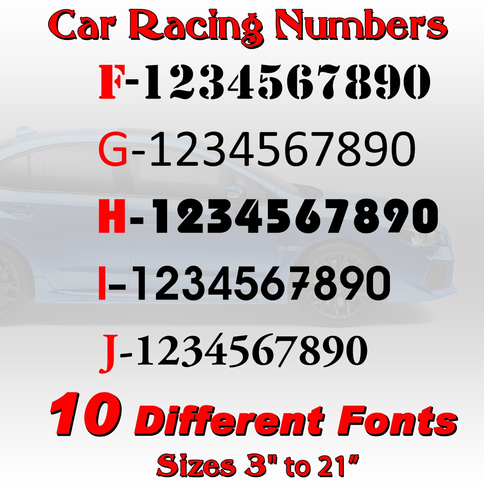 2 pack Racing circle numbers car door custom number rally sport die-cut decal V3