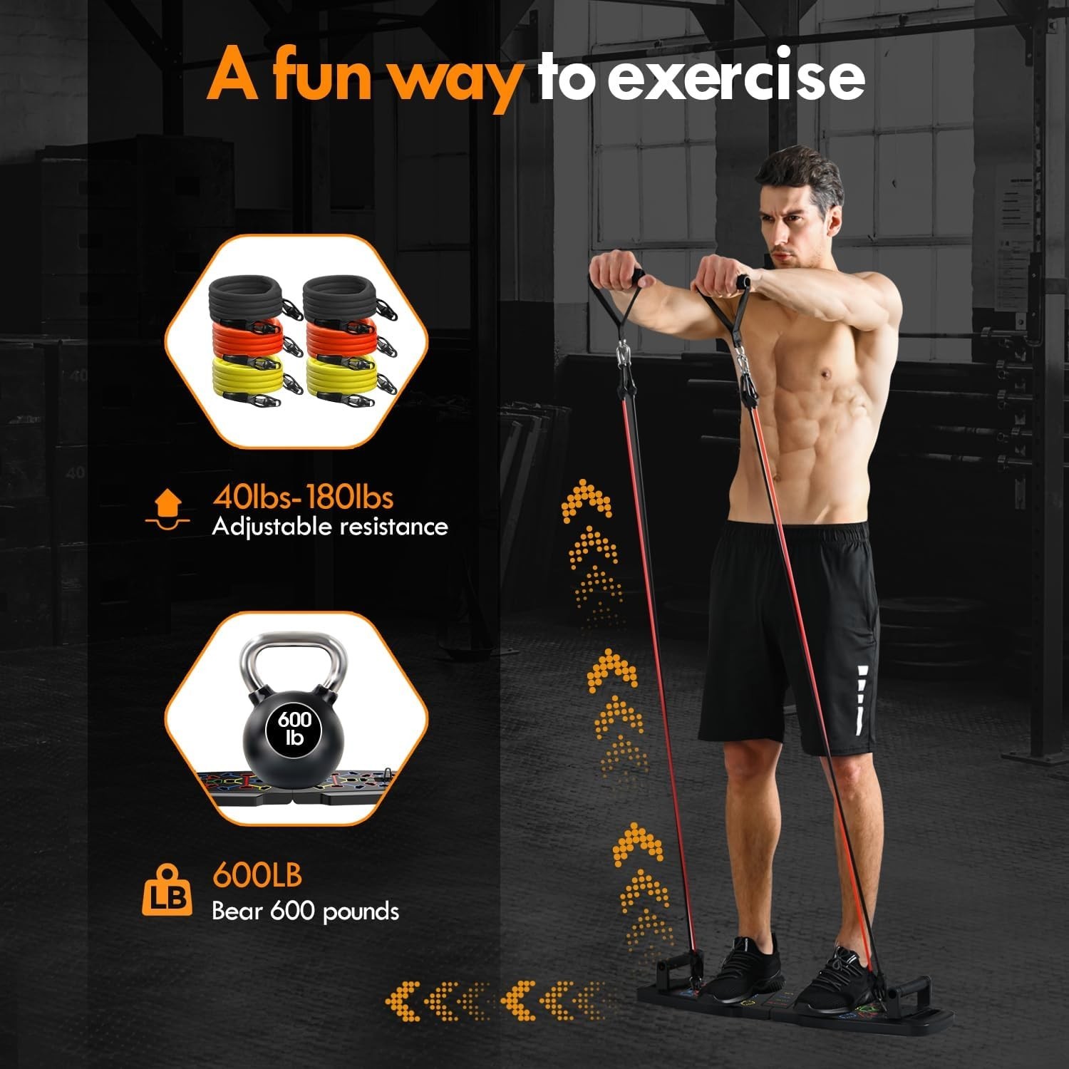Push up Board,Home Gym,Portable Exercise Equipment,Pilates Bar and 20 Fitness Ac