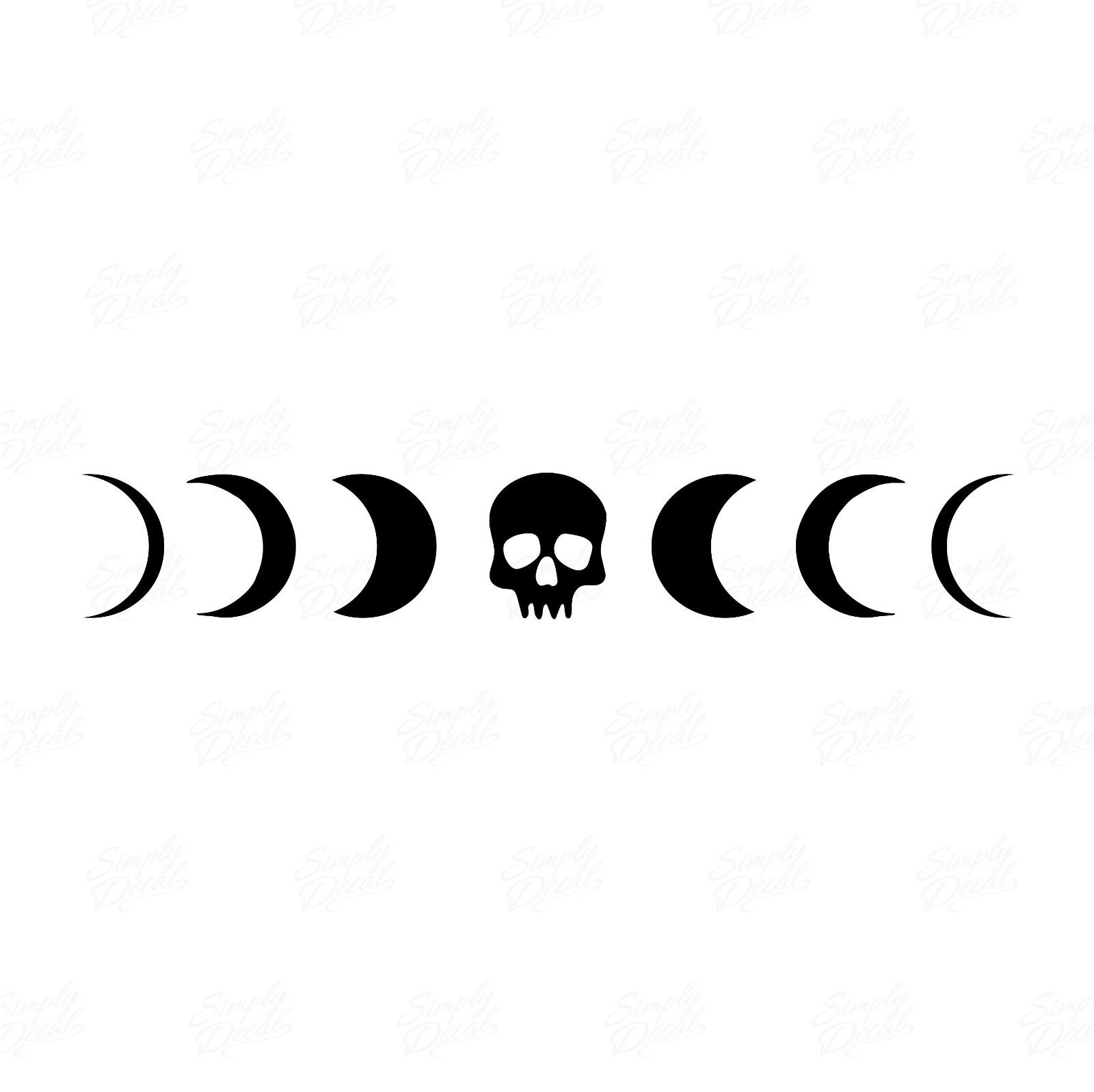 2x Moon Phase Skull Vinyl Decal – Celestial Gothic Sticker, Mystical Vibes!