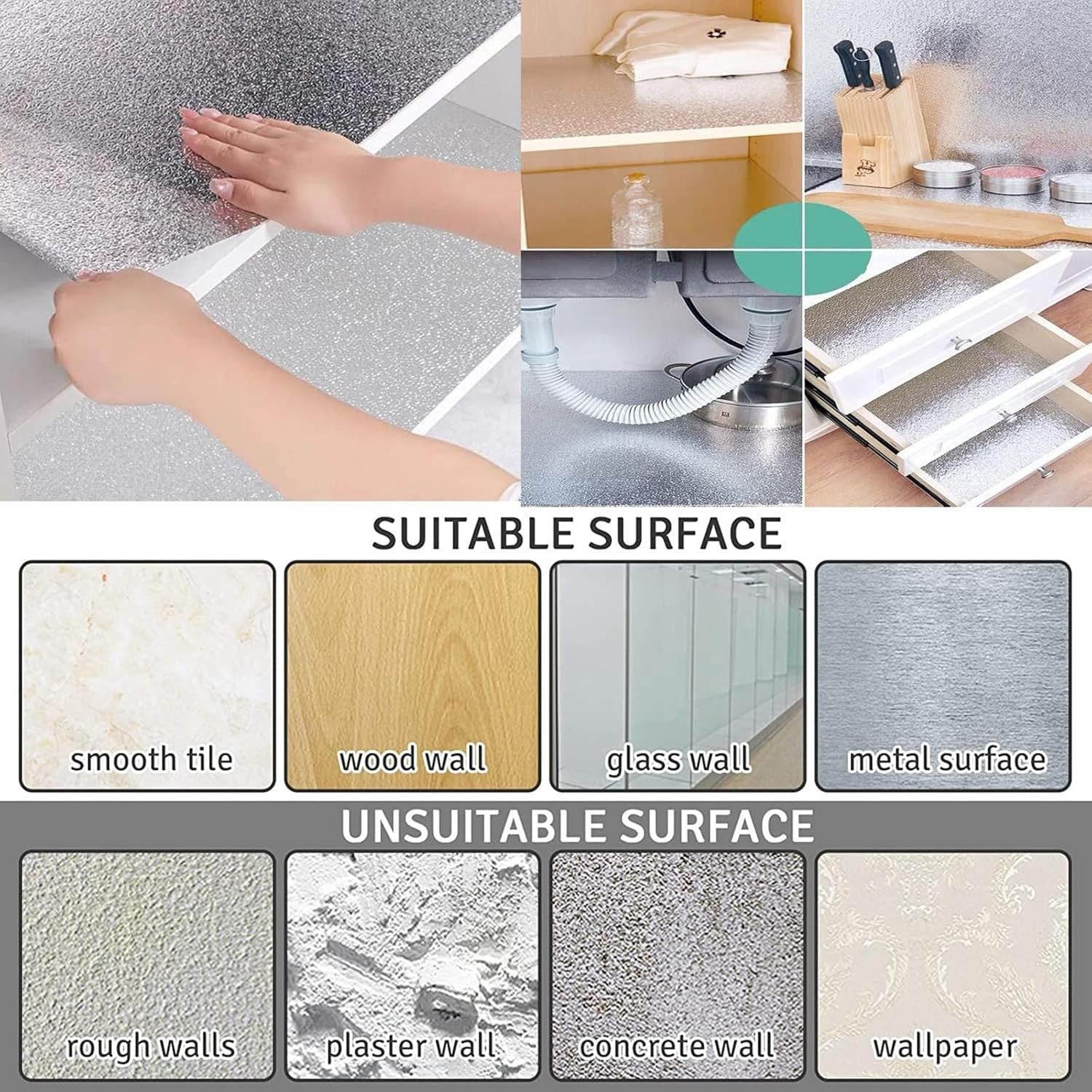 Kitchen Wallpaper Oil Proof Sticker Backsplash Aluminum Foil Self-Adhesive Paper