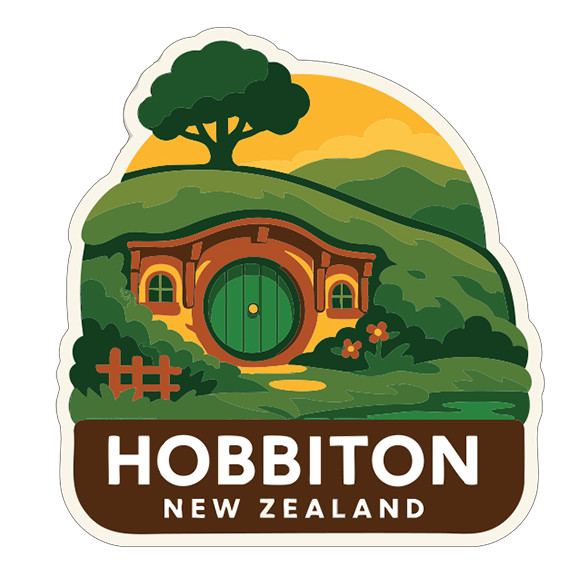 Hobbiton New Zealand Sticker Decal Vinyl Die-Cut Symbolic Landmark Design