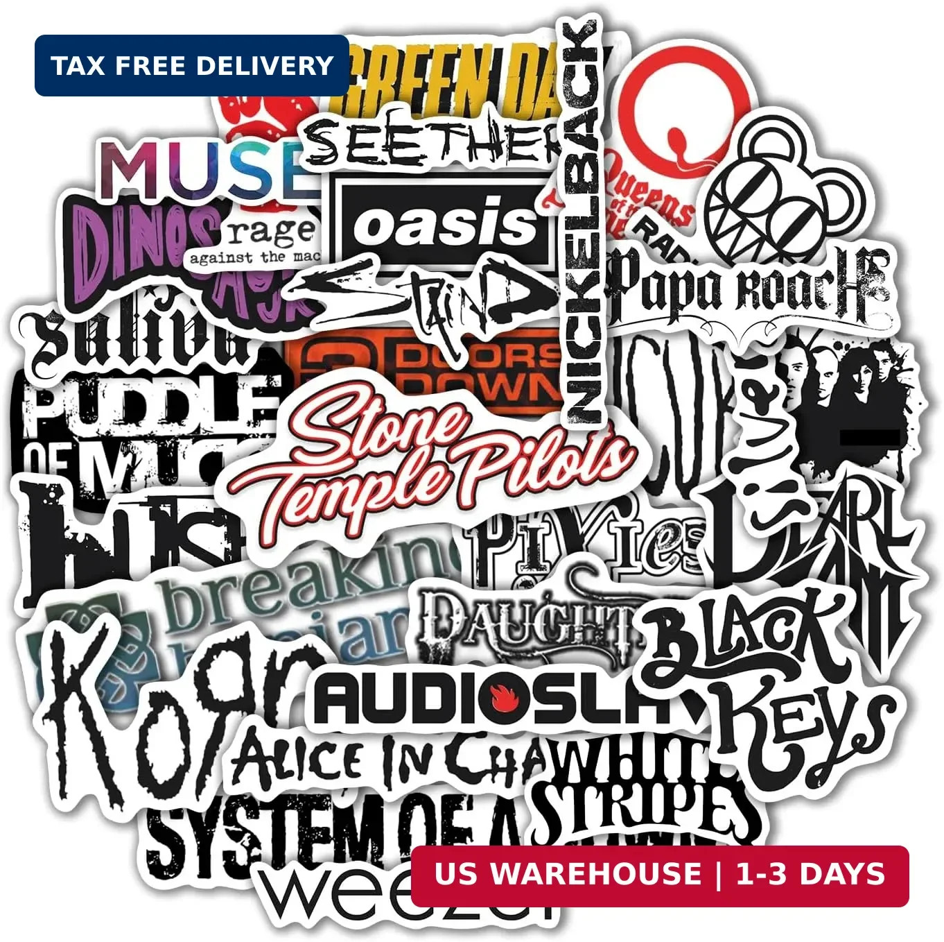 36Pcs Grunge Stickers, 90’s Grunge Music, Rock Stickers, Rock Band Decals, Music