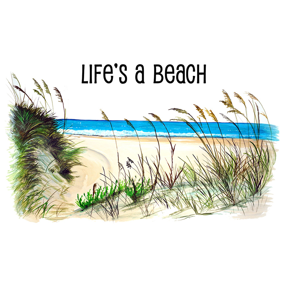 “Life’s a Beach” – Beach Scene Printed Vinyl Decal – Car Truck RV Auto