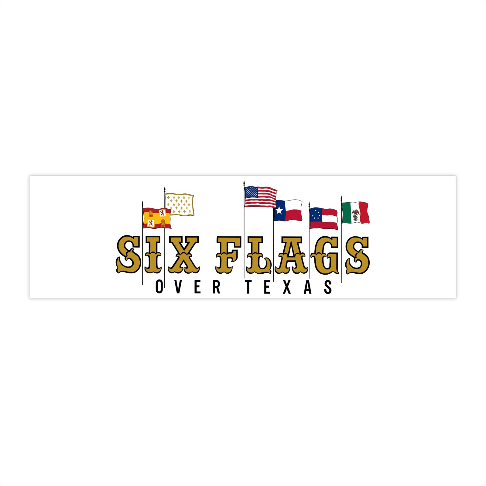 Retro Sixties Logo Six Flags Over Bumper Sticker | Vintage Texas Flag Decal