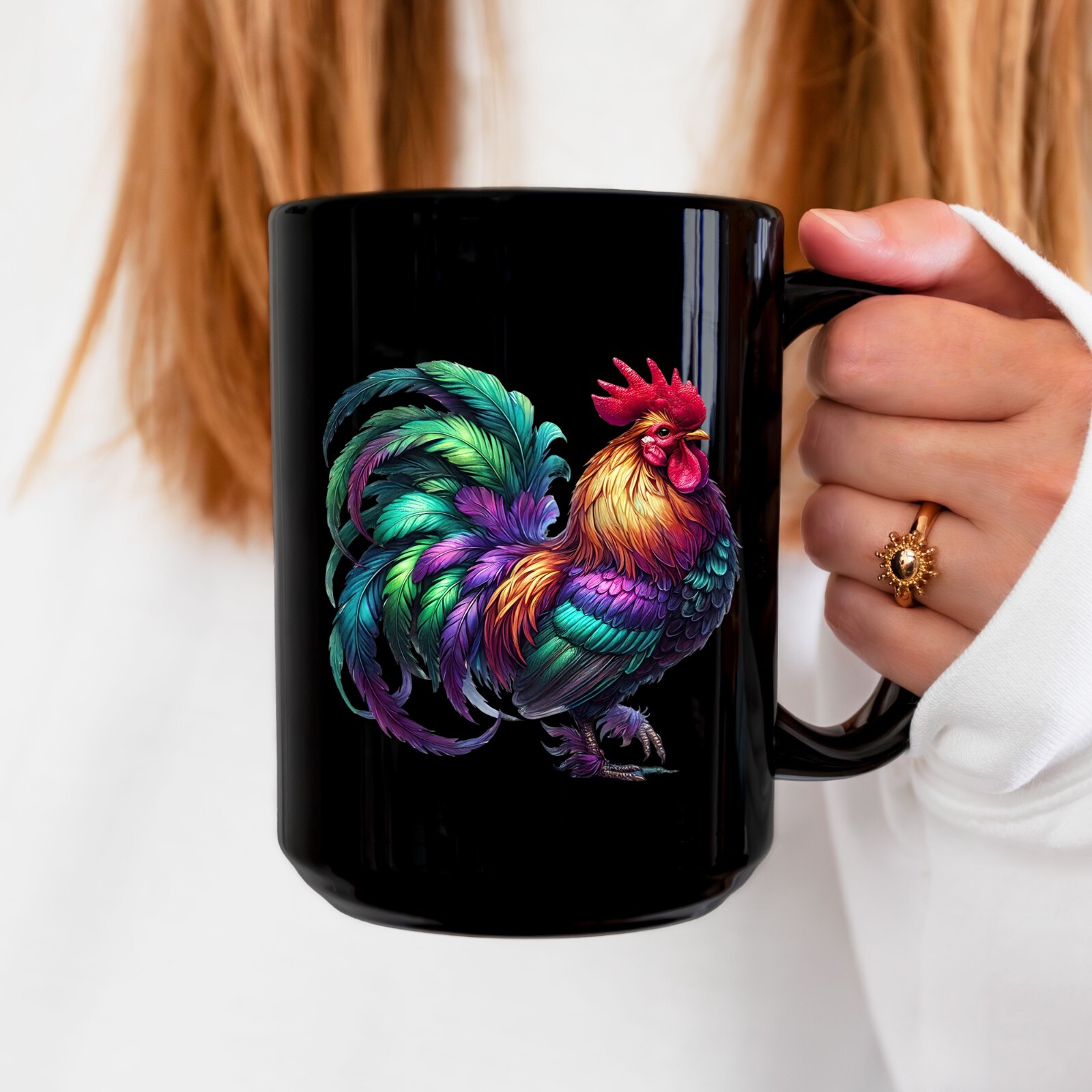 Teal Purple Rooster UV DTF Transparent Sticker / Decal