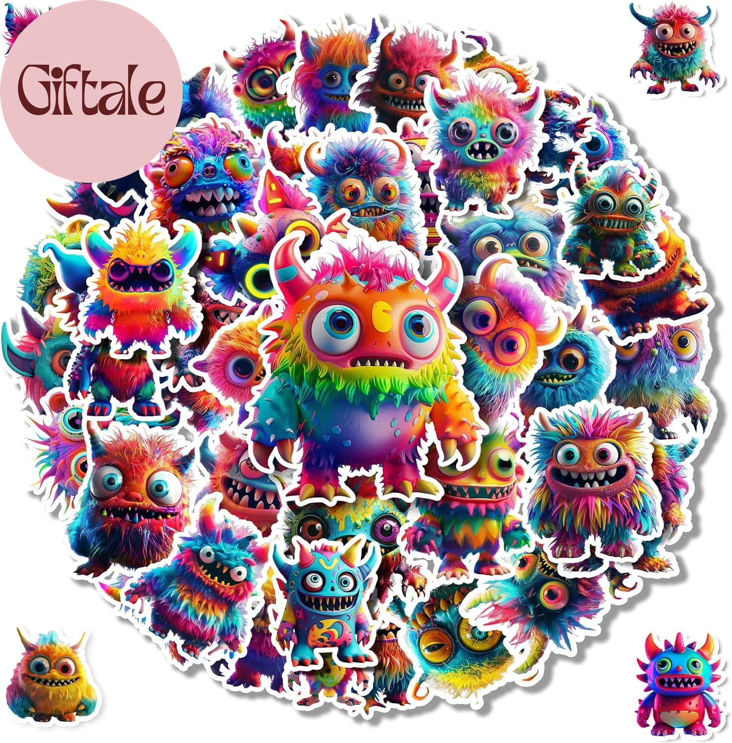 200PCS Cute Monster Stickers for Water Bottle Decor,Vinyl Waterproof Stickers fo