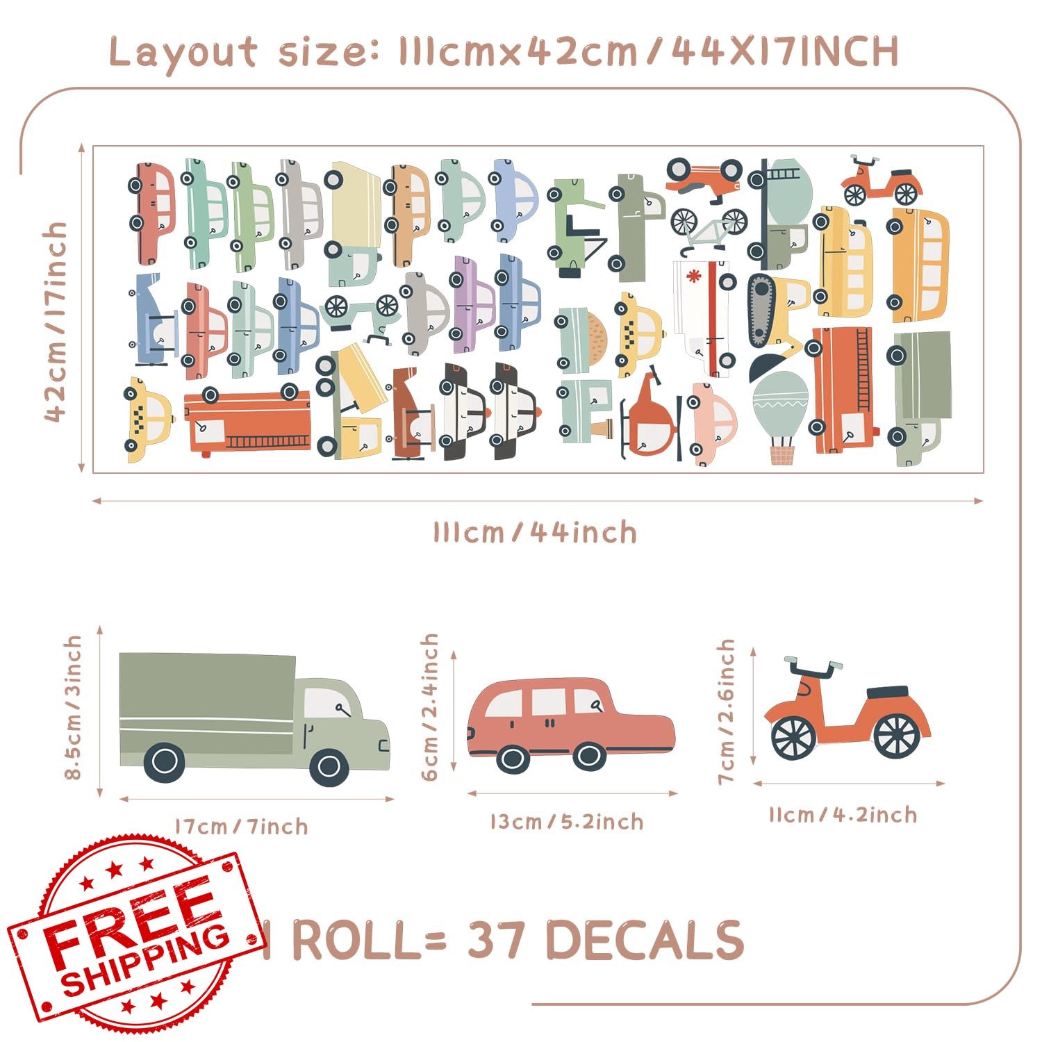 Liwo cars wall stickers 37pcs fabric