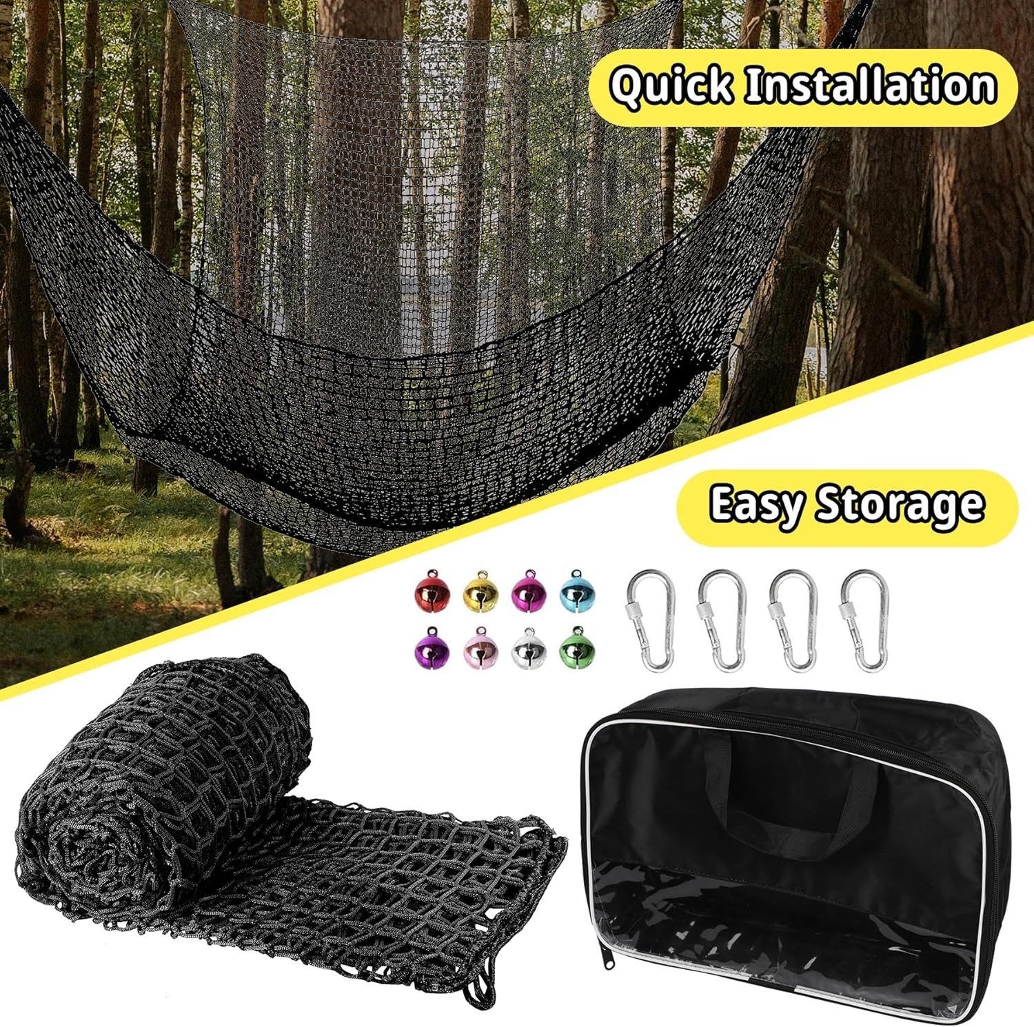 9.8′ x 9.8′ Climbing Cargo Net – Double Layer Playground Safety Net for Kids