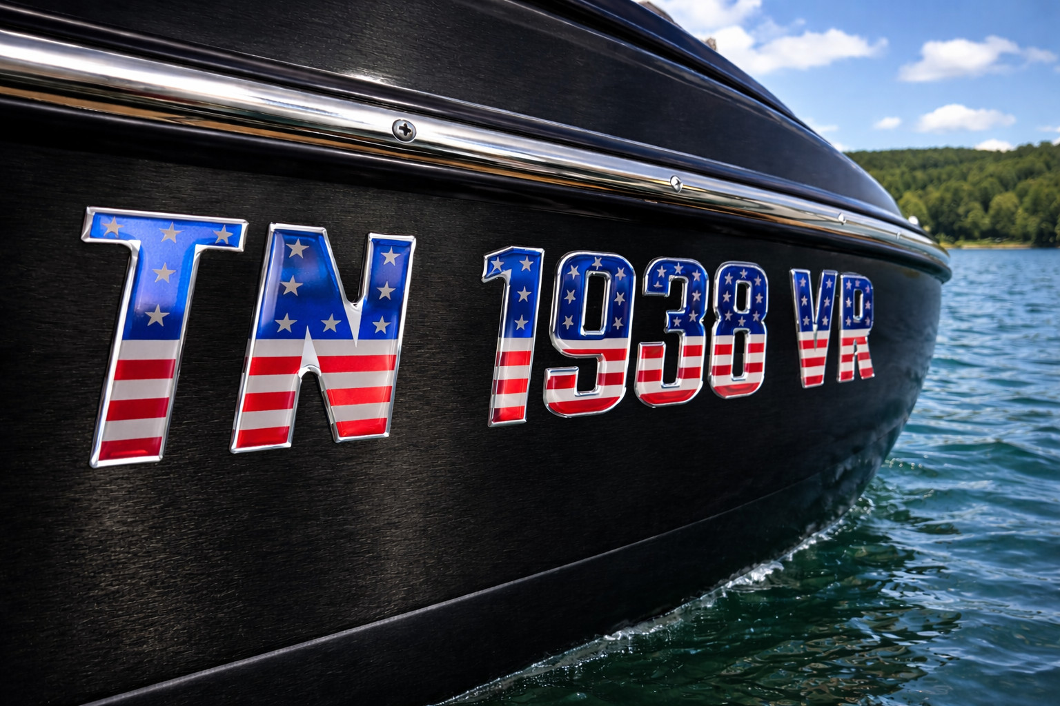 USA Flag Boat and Jet Ski Lettering Marine Grade Raised Registration Numbers