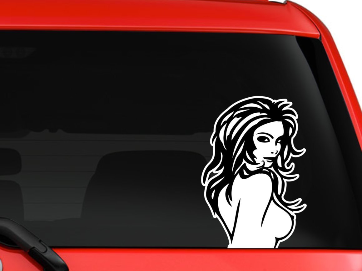 Sexy Naked Girl Posing car truck SUV window laptop wall macbook decal sticker6″