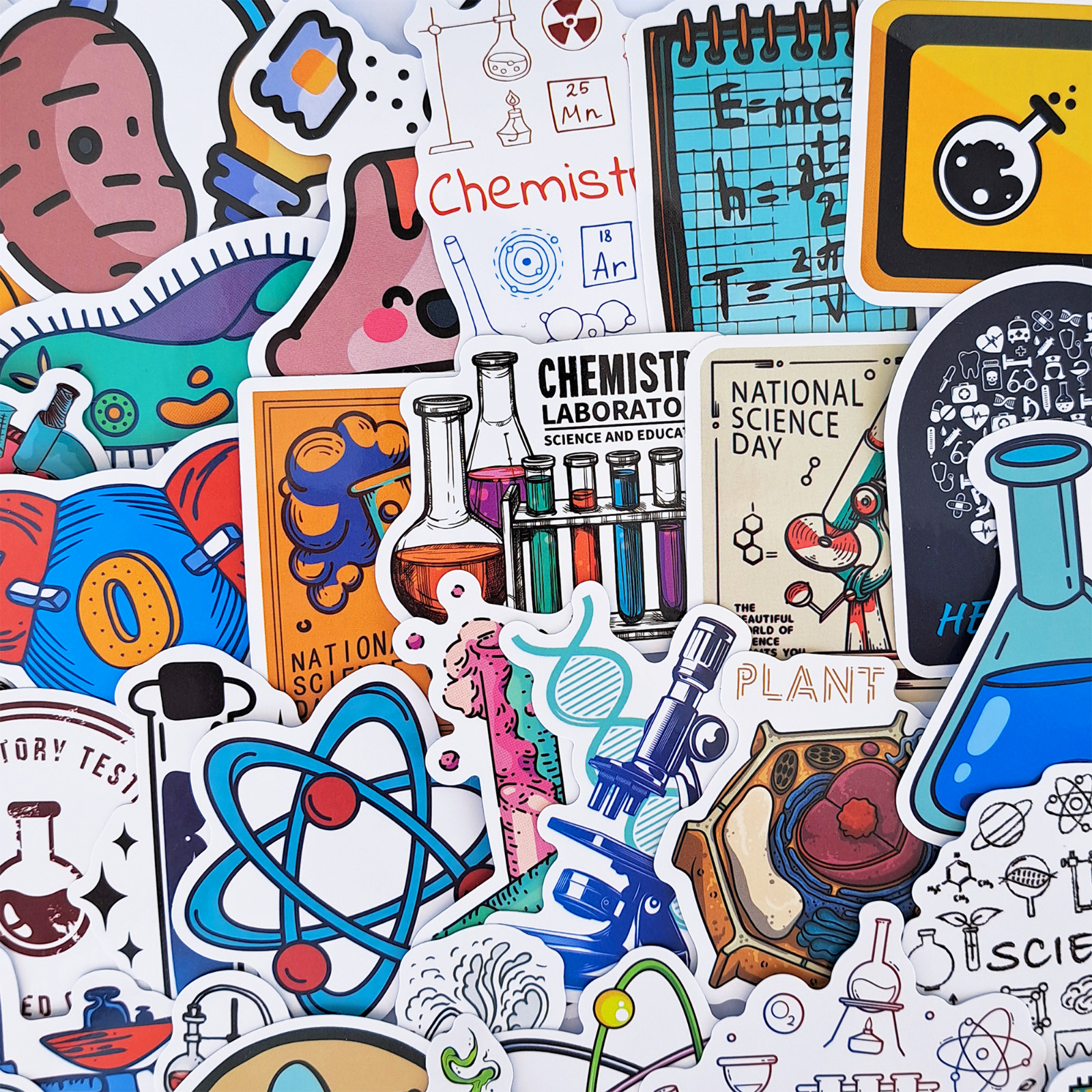 50 PCS Science Laboratory Sticker Pack Chemistry Biology Teacher Student Gifts