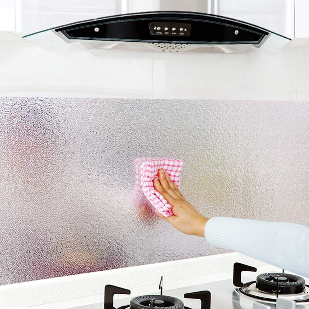 Silver Contact Paper Kitchen Backsplash Waterproof Peel Stick Shelf Liner Roll
