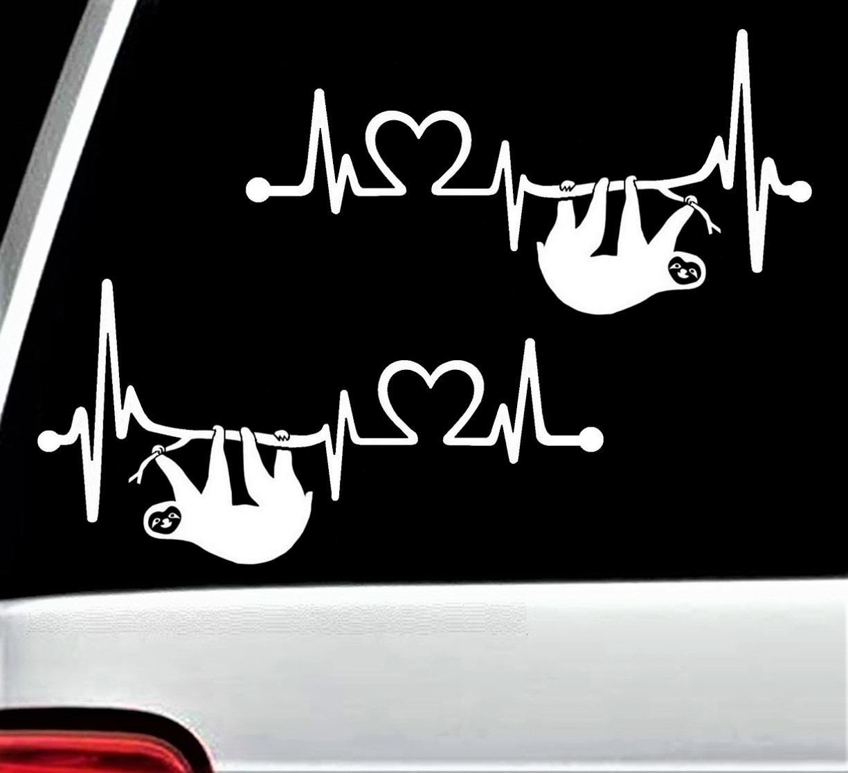Sloth Heartbeat Lifeline Decal Sticker for Car Window 8.0 Inch BG 264 2-COUNT