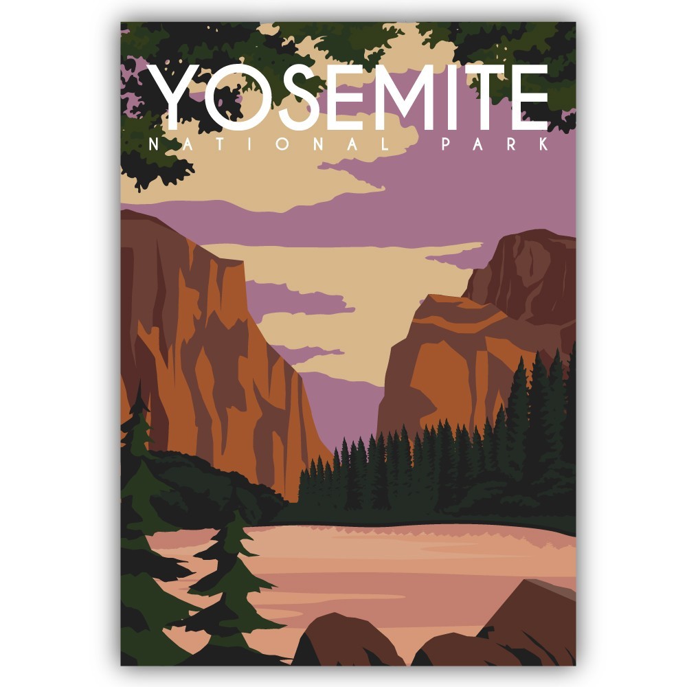 Yosemite National Park Poster Art Cut To Shape Vinyl Sticker