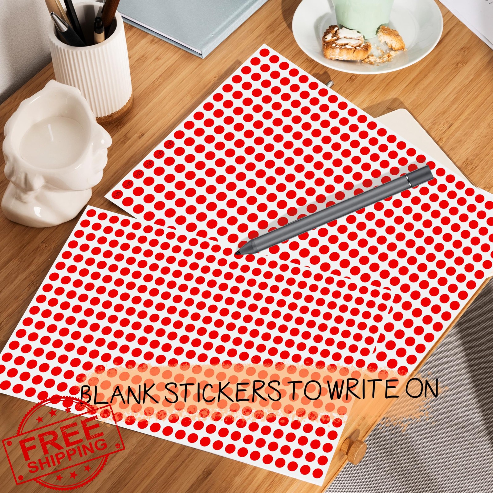 WANSTE Red Color Coding Dots 0.25 Inch