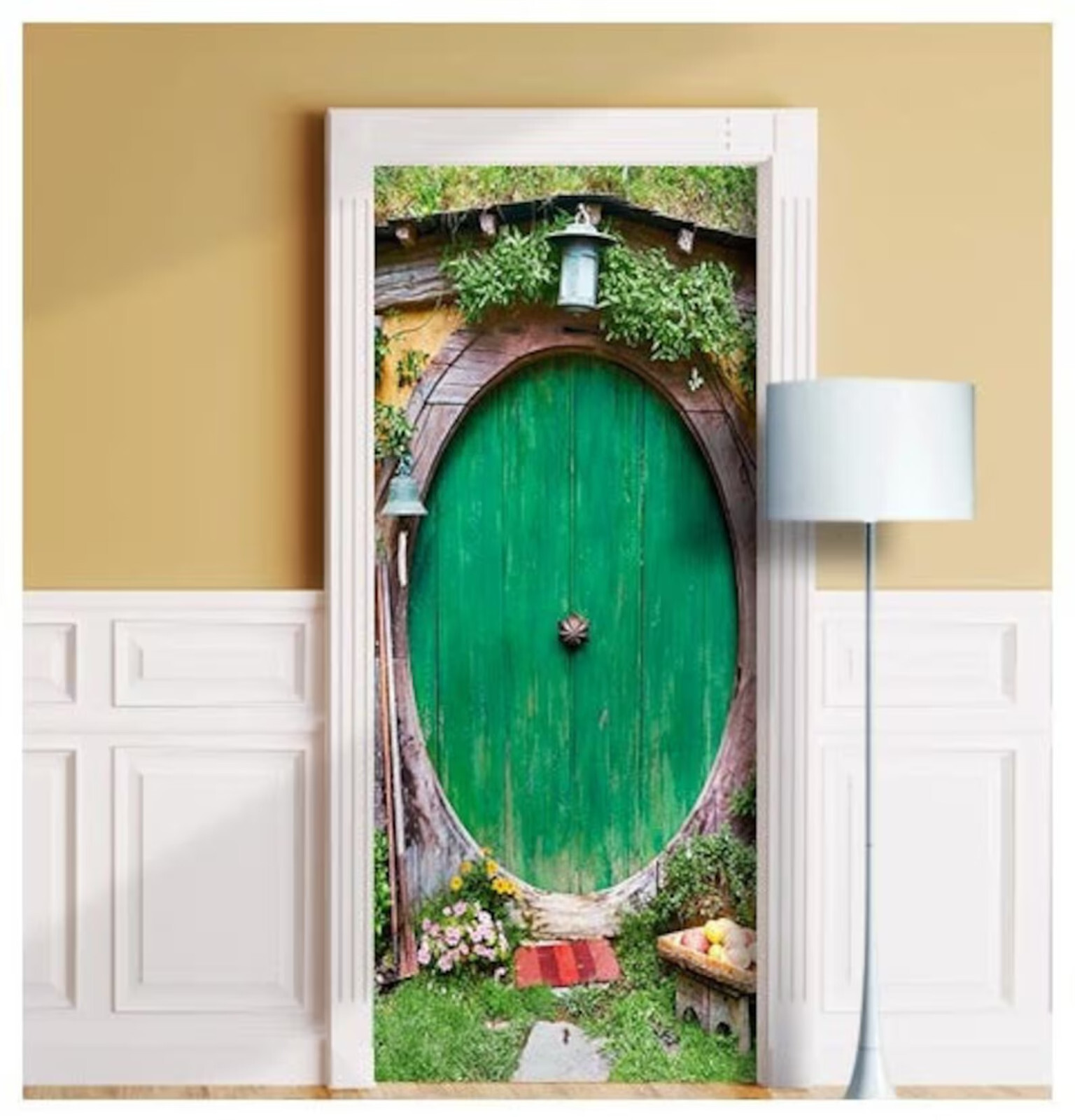 Hobbit House Door Mural Sticker, Laminated Cover, Wrap, Decal, Peel’n’Stick