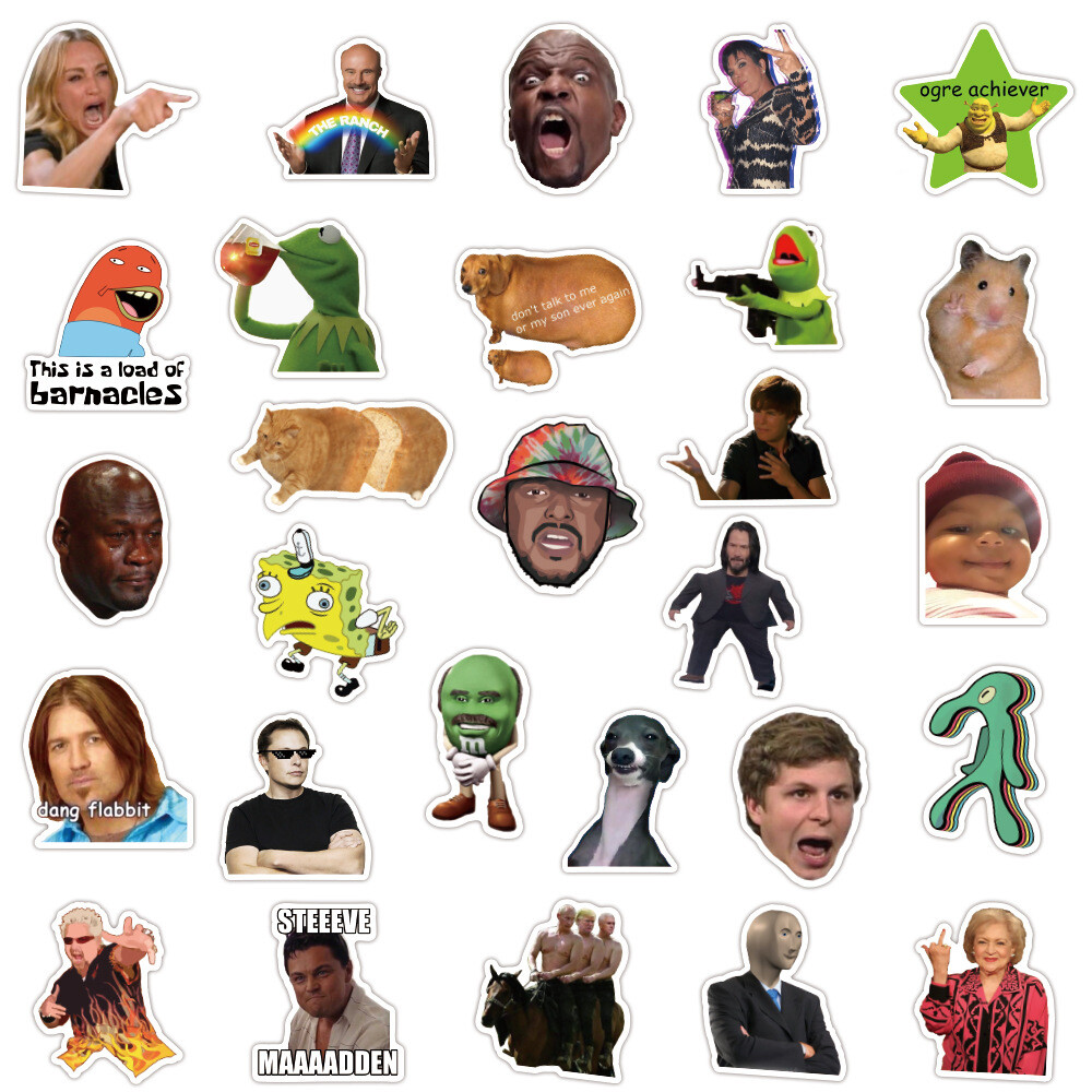 100Pcs Internet Celebrity Faces Funny Meme Cartoon Sticker Water Bottles